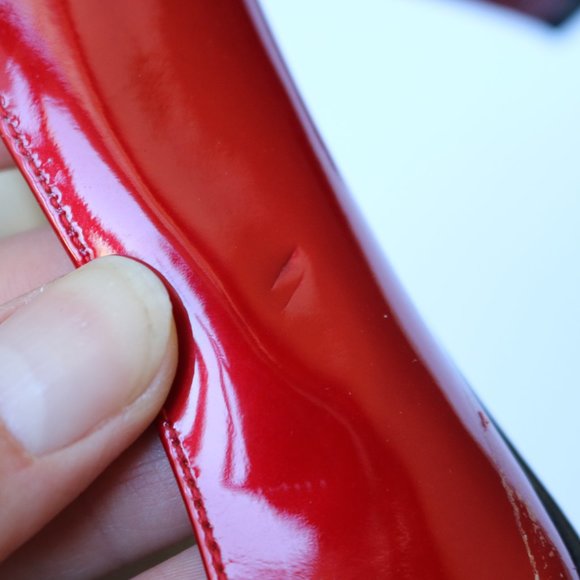 Vintage 80s Red Patent Leather Peep Toe Pumps EUC Size 7 - Picture 11 of 11